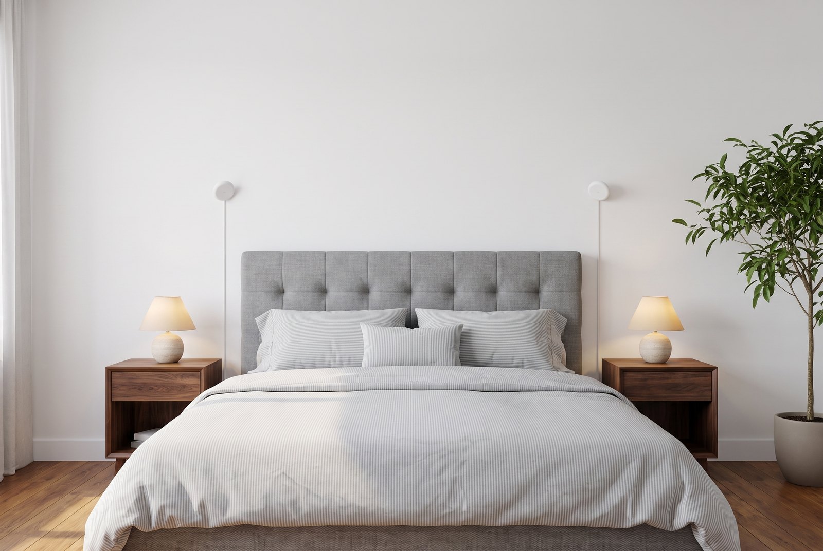 A shared bed with one sensor above each side